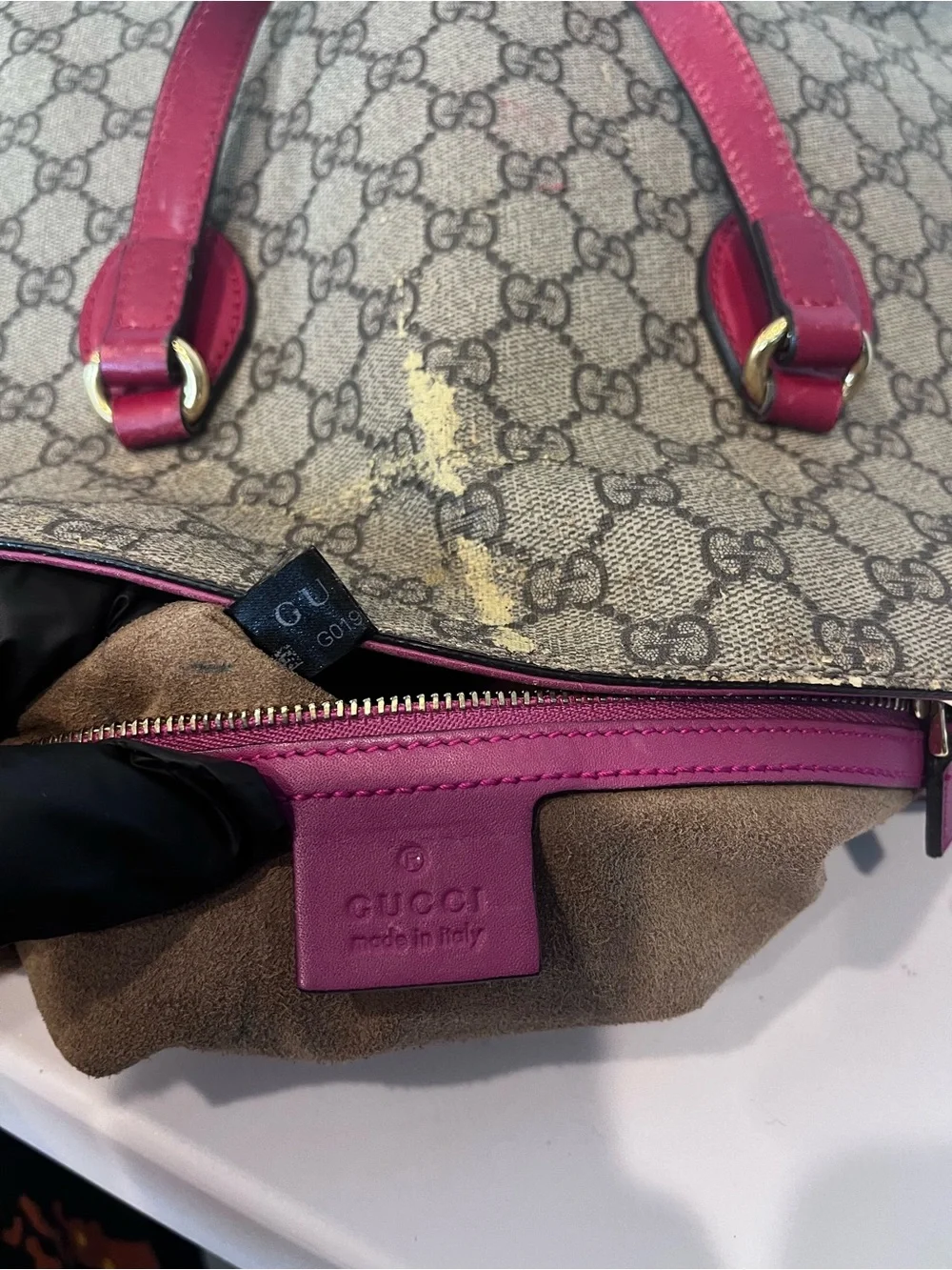 GUCCI GG SUPREME MONOGRAM LINEA A TOP HANDLE BAG.